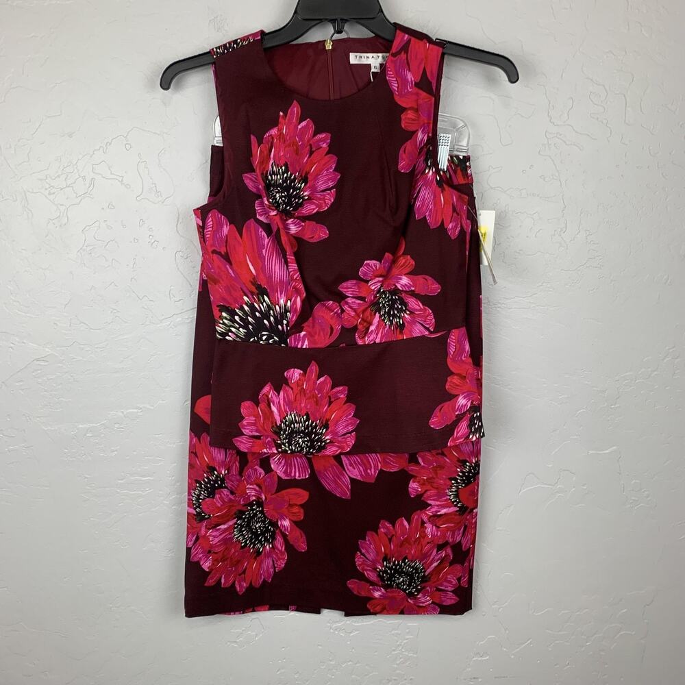 Trina Turk Skirt Set Womens Top 6 Skirt 4 Burgundy Pink Floral Pencil Made USA